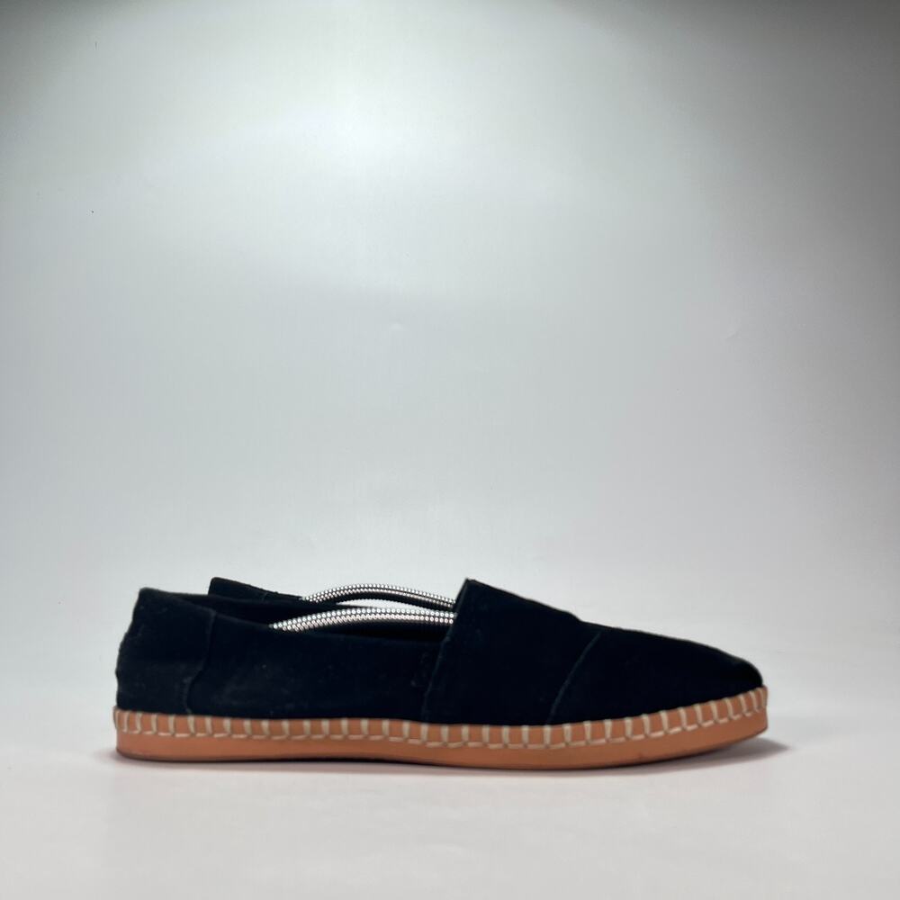 TOMS Alpargata Black Leather Wrapped Comfort Casual Slip On Shoes Women's Size 9